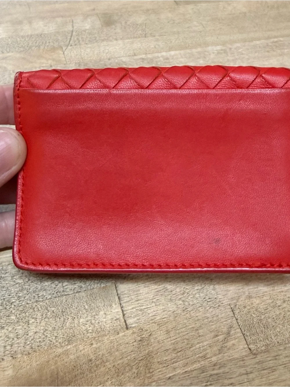 Bottega Veneta Intrecciato Red Woven Leather Card Case